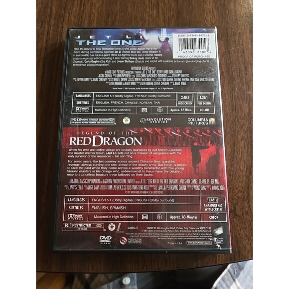 The One/Legend Of The Red Dragon ( Jet Li) DVD - Picture 2 of 3